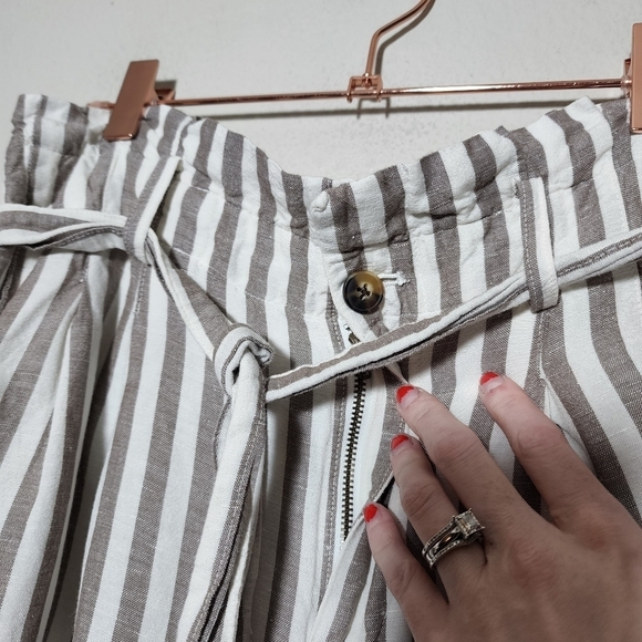 MADEWELL Striped Linen-Blend Paperbag Pants Size 2 - Picture 7 of 13